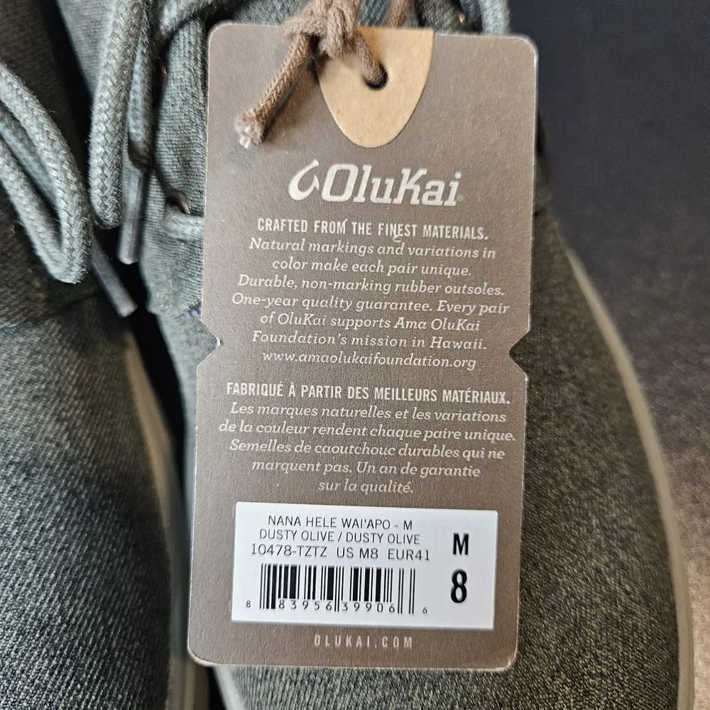 NWT Olukai Men's Nana Hele Wai'apo Mid Top Shoes Size‎ 8 Waterproof Green